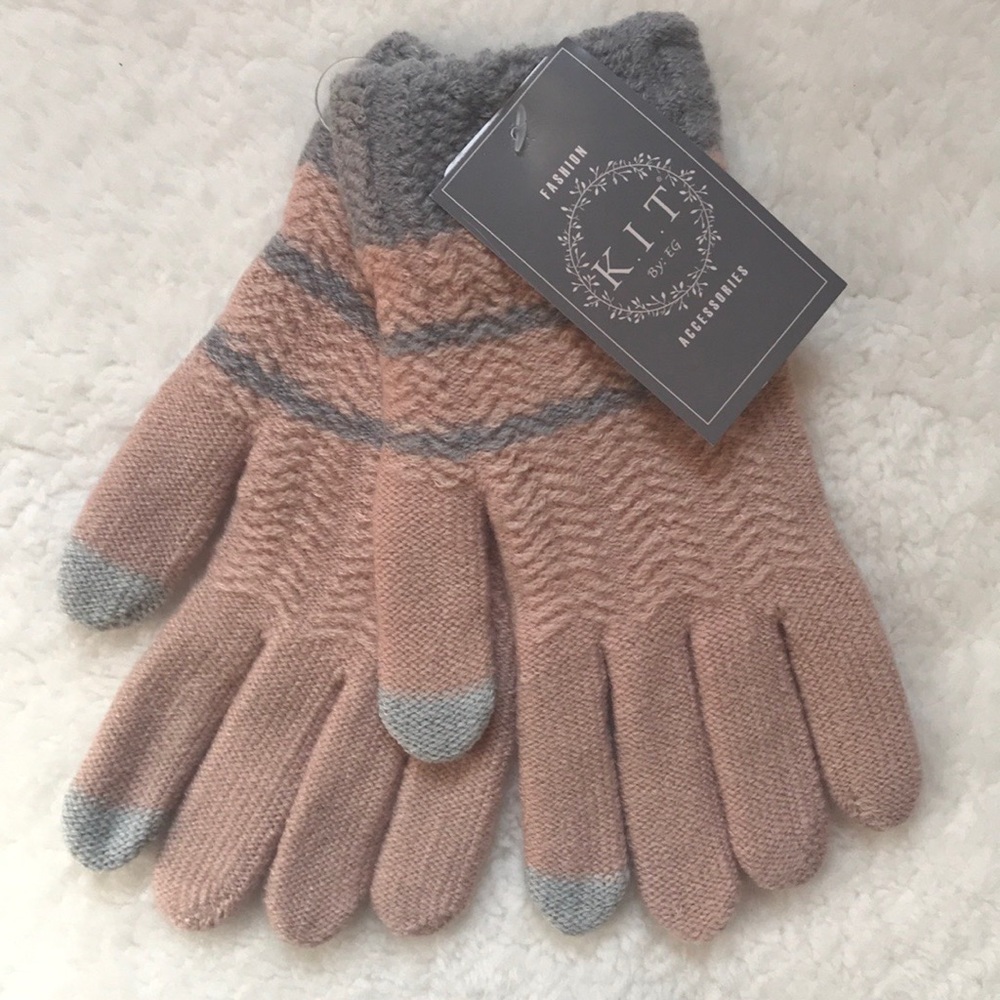 Tech Friendly Pink/Gray Winter Gloves